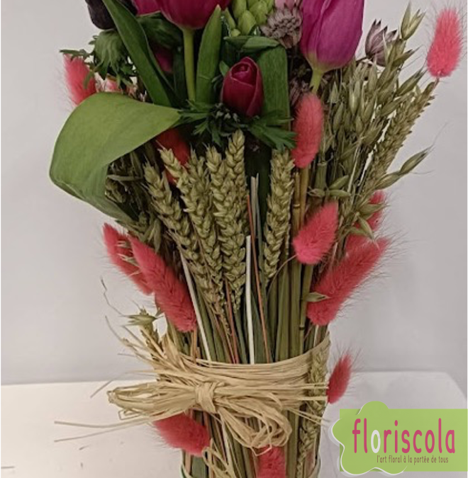 “MARIAGE DE FLEURS FRAICHES ET SÈCHES” Atelier d’art floral de février à Voiron et à la MPT de St Jean de Moirans